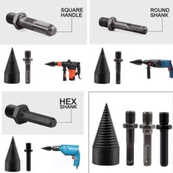 Log Splitter Wood Splitter 42mm Tapered Drill Bit Wood Splitting Drill Bit Wood Cutting Tool With Hex Shank, Square Shank, Round Shank 8 Log Splitter Wood Splitter 42mm Tapered Drill Bit Wood Splitting Drill Bit Wood Cutting Tool With Hex Shank, Square Shank, Round Shank -Garden Care 92346457 3