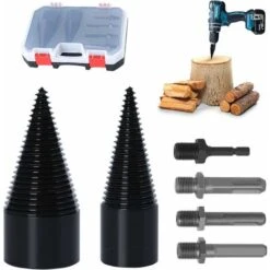 FlkwoH Log Splitter Drilling Cone 42mm And 32mm, Wood Splitter, Wood Conical Screw For Stepped Drill Firewood Cutter Log Splitter Steel Cone High Speed Drill