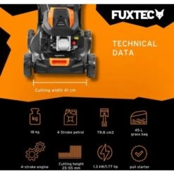 FUXTEC Petrol Lawnmower - Cutting Width 41cm - 80cc - Push Lawnmower - Grass Collector 45L - FX-RM4180 -Garden Care 92352173 3