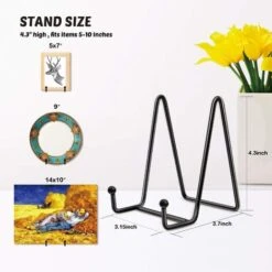 Plate Holders For Displays - Black Iron Easel - Display Racks - Metal Frame Holders - Photo Holders, Pictures, Decorative Plates And Table Art -Garden Care 92864549 4