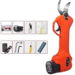 Battery Operated Pruner, Electric Pruner Cordless Electric Branch Scissors With Brushless Motor Pack Of 1 Rechargeable 2Ah Lithium, 25mm Cutting Diameter (Orange)