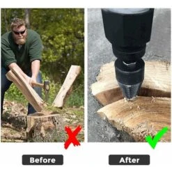 Wood Splitting Drill Bit, 5 Pcs Removable Firewood Drill Bit Wood Log Splitter Heavy Duty Drill Screw Cone Driver For Electric Hand Drill With Round Square Hexagon Handle, 32mm, 42mm -Garden Care 93339405 4