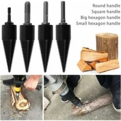 FlkwoH Wood Splitter Log Splitter Conical Wood Splitter For Wood Drill And Wood Cutter Durable Splitting Screw Cone Wood Chipper Tool With 5 Handles (38mm) -Garden Care 93446980 3