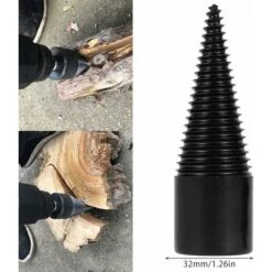 FlkwoH Wood Splitter Log Splitter Conical Wood Splitter For Wood Drill And Wood Cutter Durable Splitting Screw Cone Wood Chipper Tool With 5 Handles (38mm) -Garden Care 93446980 5