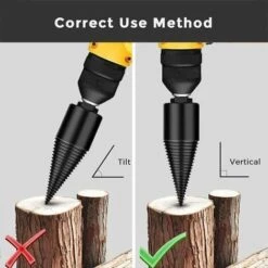 FlkwoH 42mm Wood Splitting Drill Bit,Wood Splitter Drill,Taper Shank For Wood Splitter,Durable Tapered Steel,With 3 Handles,Square/Round/Hexagonal,For Wood Cutter,Wood Splitter -Garden Care 93447007 4