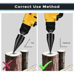 FlkwoH Wood Splitting Drill Bit, Wood Splitter Drill, Conical Drill Bit For Wood Splitting, Wood Grinding Tool Cone Screw Splitting, Log Splitter With 4 Drill Handles Wood Splitting,38mm -Garden Care 93451444 5