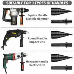 FlkwoH Wood Splitting Drill Bit, Firewood Machine Log Splitter, Taper Drill Bit, Multi-Function Woodworking Drill Bit For Splitting Logs, With 3 Drill Handles, Square/Round/Hexagonal (42mm) 9 FlkwoH Wood Splitting Drill Bit, Firewood Machine Log Splitter, Taper Drill Bit, Multi-Function Woodworking Drill Bit For Splitting Logs, With 3 Drill Handles, Square/Round/Hexagonal (42mm) -Garden Care 93453897 3