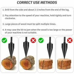 FlkwoH Wood Splitting Drill Bit, Firewood Machine Log Splitter, Taper Drill Bit, Multi-Function Woodworking Drill Bit For Splitting Logs, With 3 Drill Handles, Square/Round/Hexagonal (42mm) 11 FlkwoH Wood Splitting Drill Bit, Firewood Machine Log Splitter, Taper Drill Bit, Multi-Function Woodworking Drill Bit For Splitting Logs, With 3 Drill Handles, Square/Round/Hexagonal (42mm) -Garden Care 93453897 5