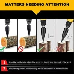 FlkwoH Wood Drill Bit For Splitting Wood - Wood Splitter Screw Taper Log Splitter Drill With 3 Handles Square/Round/Hexagonal, For Wood Cutter, Wood Splitter -Garden Care 93453985 5