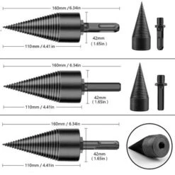 FlkwoH Wood Splitting Drill Bit, Woodworking Drill Bit For Splitting Wood, Durable Splitting Screw Cone Wood Grinding Tool With 3 Drilling Handles, Square/Round/Hexagonal, 42mm -Garden Care 93456865 2