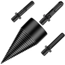 FlkwoH 42mm Wood Splitter Bit, Tapered Wood Splitter For Wood Drill And Firewood Cutter High Speed Steel Tapered Splitter With 3 Handles (Hex+Square+Round)