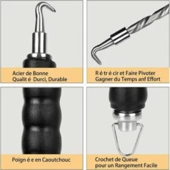 2 Pcs Fil Twister Crochet Pour Barres D&39Armature Semi-Automatique, Béton En Métal Torsions Clôture Cerclage Outils Pour Réduire La Fatigue Des Mains - Crochet Courbé Et Droit 9 2 Pcs Fil Twister Crochet Pour Barres D&39Armature Semi-Automatique, Béton En Métal Torsions Clôture Cerclage Outils Pour Réduire La Fatigue Des Mains - Crochet Courbé Et Droit -Garden Care 94389967 3