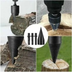 Log Splitter Wood Splitter Drill Bit 42Mm Heating Log Splitter Drill Heavy Duty Cone Splitter Drill Bit High Speed Steel With 3 Handles And Gloves -Garden Care 95646615 4
