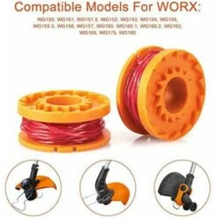 Replacement Spool Line For WG163 WG155 WG180 String Trimmer Compatible With Worx WA0010 Auto Feed Plug Weed Eater String Cordless Edger Line 9PCS -Garden Care 95963449 5