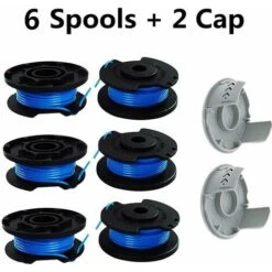 8 Packs 0.065 Inch Line Trimmer Replacement Spool For Ryobi 18v 24v 40v, Fits Ryobi One+ AC14RL3A, 11ft Cordless Line Trimmer, 6 Spools + 2 Trimmer Caps