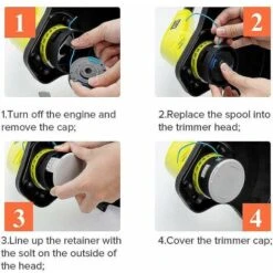 8 Packs 0.065 Inch Line Trimmer Replacement Spool For Ryobi 18v 24v 40v, Fits Ryobi One+ AC14RL3A, 11ft Cordless Line Trimmer, 6 Spools + 2 Trimmer Caps -Garden Care 95963463 3