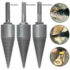 Wood Log Splitting Electric Hammer Drill Cone Splitter Firewood Splitting Round Shank - Round Shank -Garden Care 96243439 5