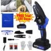 6 Mini Chainsaw Cordless Electric Power Chain Saw Battery Operated Chainsaw For Tree Branch Wood Cutting With Safety Lock And Chain Saw Baffle 6 Inch Professional Wood Cutting Tool -Garden Care 96682372 1