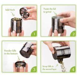 4 Layer Aluminum Alloy Herb Grinder Spice Grinder Herb Cutter Transparent Creative Herb Spices Kitchen Gadget Tool 1pcs -Garden Care 97686545 5