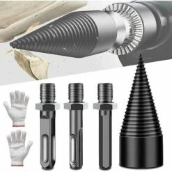 42mm Log Splitter Drilling Cone Log Splitter, Firewood Splitting Drill With 3 Multi-function Shafts，Fonepro