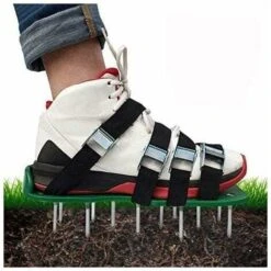 Lawn Aerator Shoes Lawn Aerator Spiked Shoes With 4 Adjustable Straps And Metal Scarifier For Lawn Aerator Garden Shoes