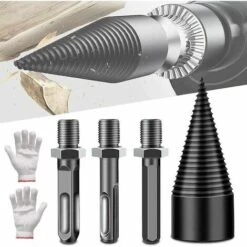 42mm Log Splitter Drilling Cone Log Splitter, Firewood Splitting Drill With 3 Multi-function Shafts，Fonepro