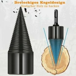 42mm Log Splitter Drilling Cone Log Splitter, Firewood Splitting Drill With 3 Multi-function Shafts，Fonepro -Garden Care 97813081 3