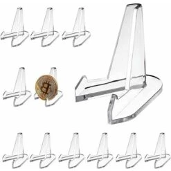12 Pieces Acrylic Easel Stands, Plastic Easels, For Displaying Coins, Medals, Pocket Watches, Cell Phones, Pictures, Artwork