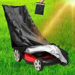 210D Polyester Waterproof Dustproof Lawn Mower Cover With Drawstring And Storage Bag (193 X 64 X 112cm)