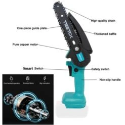 Cordless Chainsaw，6" Electric Cordless Chainsaw Handheld Mini Wood Cutter Saw Powerful Replace For Makita（No Battery & Charger） -Garden Care 99417815 2