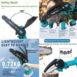 Cordless Chainsaw，6" Electric Cordless Chainsaw Handheld Mini Wood Cutter Saw Powerful Replace For Makita（No Battery & Charger） -Garden Care 99417815 3