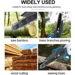 Cordless Chainsaw，6" Electric Cordless Chainsaw Handheld Mini Wood Cutter Saw Powerful Replace For Makita（No Battery & Charger） -Garden Care 99417815 4