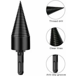 Moon-Wood Splitter, Log Splitter Cones, Multi-functional Screw, Logs Splitting Cone Drill Bits Drilling Tools Accessories, With 3 Handles, 42mm,Versailles -Garden Care 99510400 3