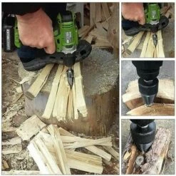 Moon-Wood Splitter, Log Splitter Cones, Multi-functional Screw, Logs Wood Splitting Cone Drill Bits Drilling Tools Accessories, With 3 Handles, 42mm, -Garden Care 99517942 5