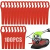 100 Pcs Plastic Grass Trimmer Blades, Cordless Strimmer Blades 83 Mm Lawn Mower Cutting Blades Garden Mower Replacement Blades For Terratek Einhell Grass Strimmer-Red