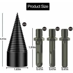 Log Splitters,42mm Wood Splitter Drill Bit, Tapered Wood Splitter For Wood Drill And Wood Milling Cutter, Durable Splitting Screw Cone Wood Chipper Tool With 3 Handles -Garden Care 99815443 2